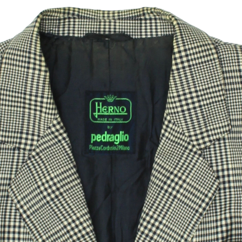 Herno By Pedraglio Womens Black White Check Blazer Jacket | Vintage Designer VTG | Vintage Messina Hembry | Thrift | Second-Hand Messina Hembry | Used Clothing | Messina Hembry 