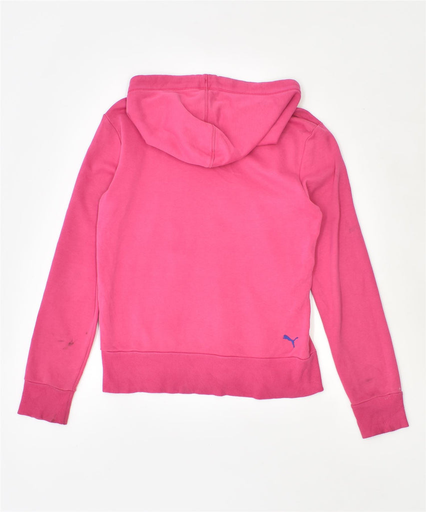 PUMA Womens Graphic Hoodie Jumper UK 12 Medium Pink Cotton | Vintage | Thrift | Second-Hand | Used Clothing | Messina Hembry 