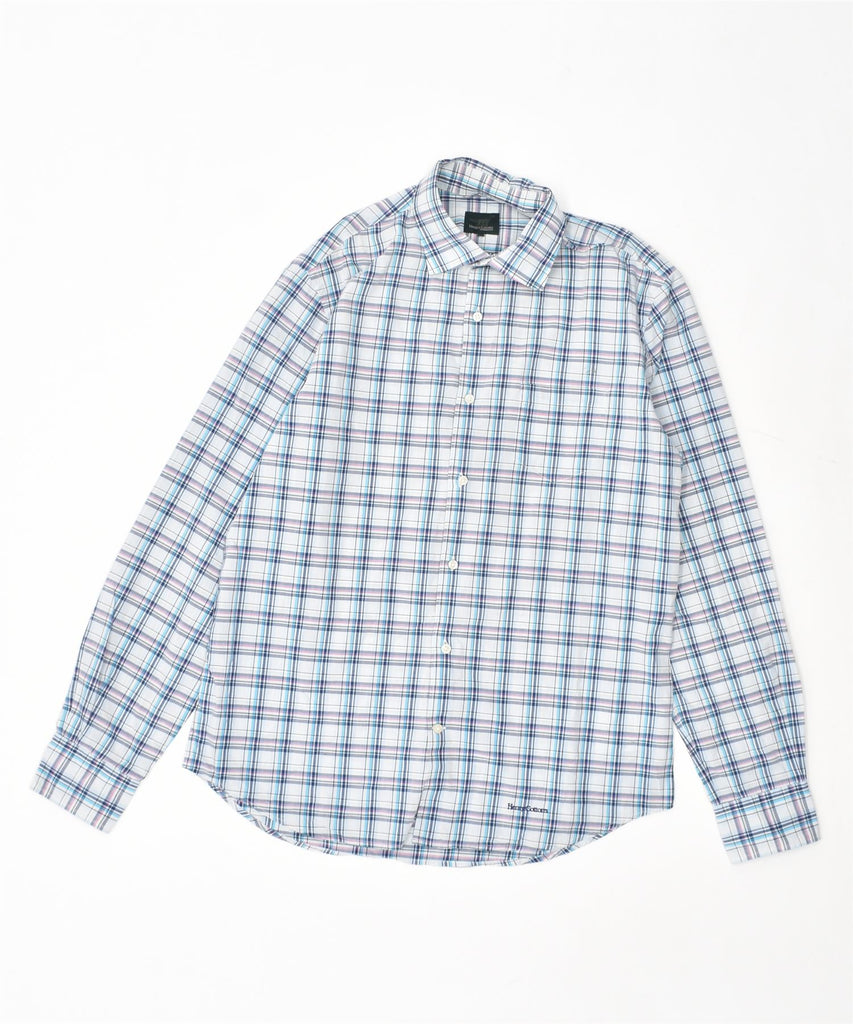 HENRY COTTONS Mens Shirt Size 40 Medium Blue Check Cotton | Vintage | Thrift | Second-Hand | Used Clothing | Messina Hembry 