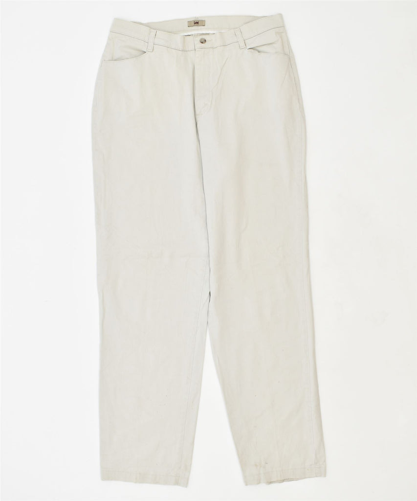 LEE Womens Slim Casual Trousers UK 16 Large W32 L32 Off White Cotton | Vintage | Thrift | Second-Hand | Used Clothing | Messina Hembry 