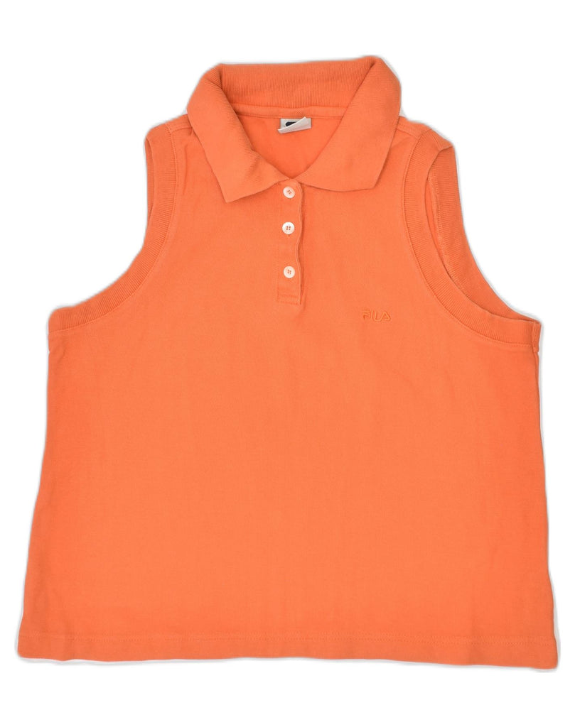 FILA Womens Sleeveless Polo Shirt IT 44 Medium Orange Cotton | Vintage | Thrift | Second-Hand | Used Clothing | Messina Hembry 