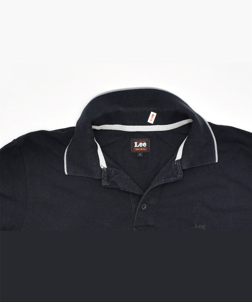 LEE Mens Slim Fit Polo Shirt Large Black Cotton | Vintage | Thrift | Second-Hand | Used Clothing | Messina Hembry 