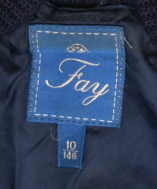 FAY Girls Overcoat 9-10 Years Navy Blue Virgin Wool | Vintage | Thrift | Second-Hand | Used Clothing | Messina Hembry 