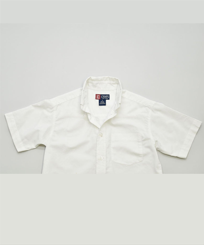 CHAPS Boys Short Sleeve Shirt 7-8 Years White Cotton | Vintage | Thrift | Second-Hand | Used Clothing | Messina Hembry 