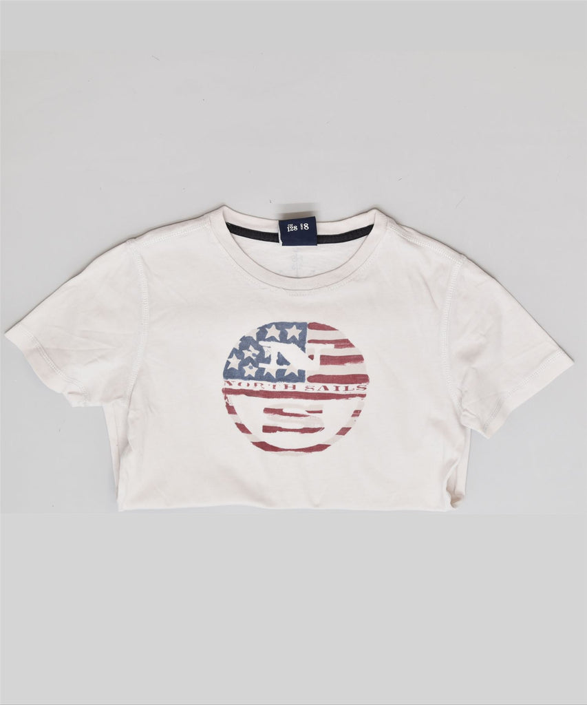 NORTH SAILS Boys Graphic T-Shirt Top 7-8 Years White Cotton | Vintage | Thrift | Second-Hand | Used Clothing | Messina Hembry 