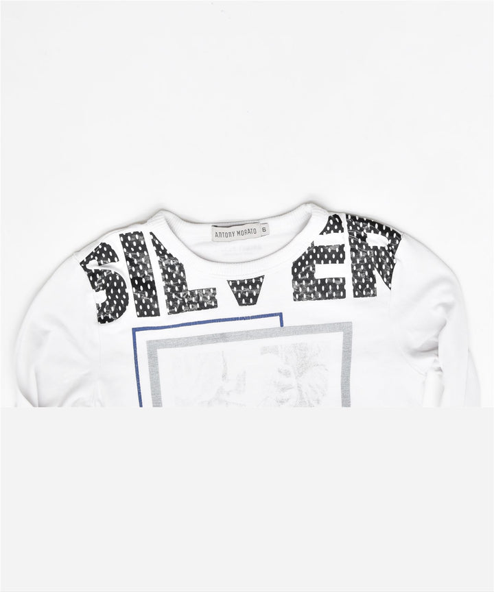 ANTONY MORATO Boys Graphic Top Long Sleeve 5-6 Years White Cotton Vintage | Vintage | Thrift | Second-Hand | Used Clothing | Messina Hembry 