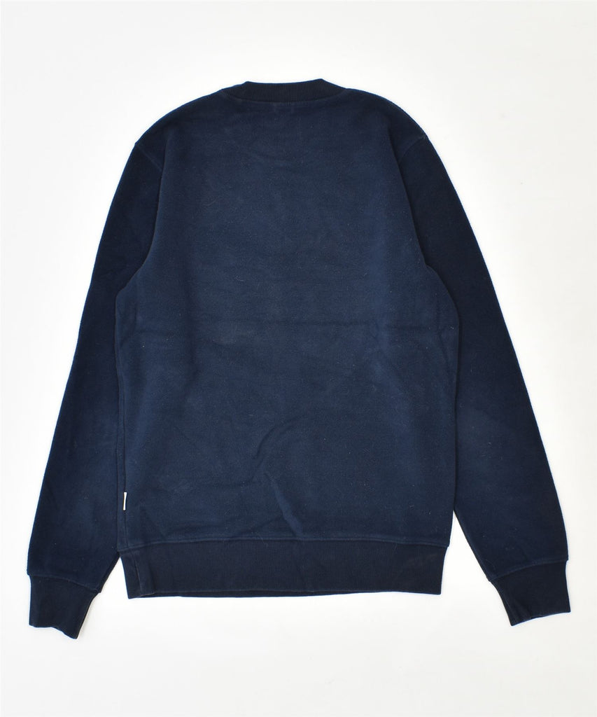 JACK & JONES Mens Fleece Sweatshirt Jumper Small Navy Blue Polyester | Vintage | Thrift | Second-Hand | Used Clothing | Messina Hembry 