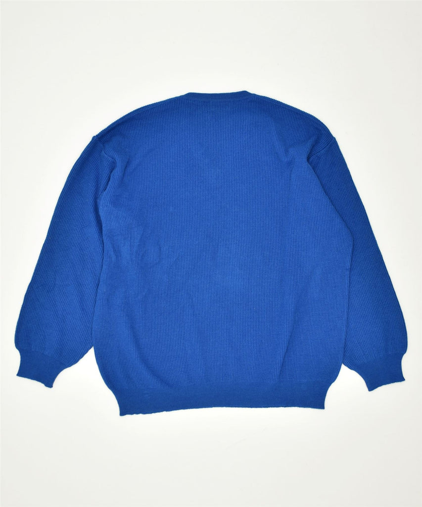 IL GRANCHIO Mens V-Neck Jumper Sweater XL Blue Wool Vintage | Vintage | Thrift | Second-Hand | Used Clothing | Messina Hembry 