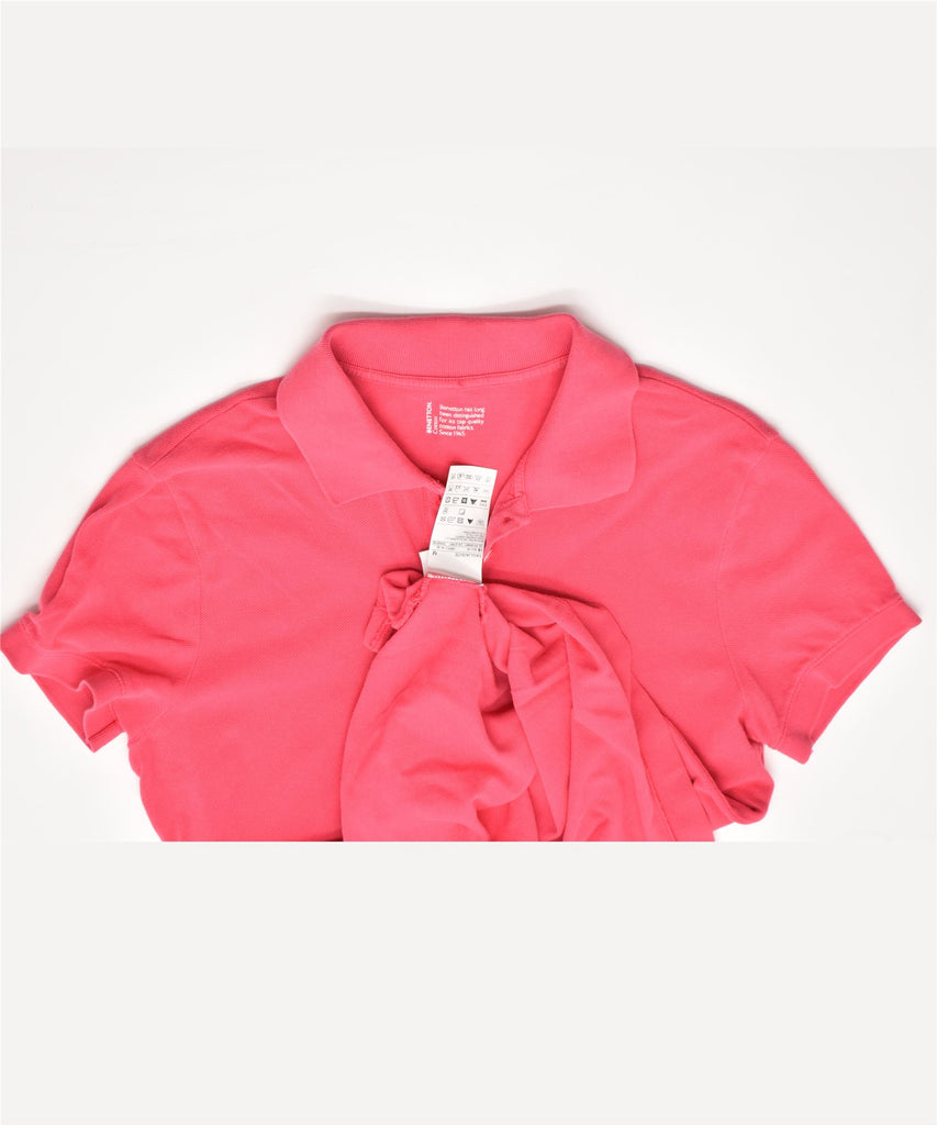 BENETTON Womens Polo Shirt UK 12 Medium Pink Cotton | Vintage | Thrift | Second-Hand | Used Clothing | Messina Hembry 