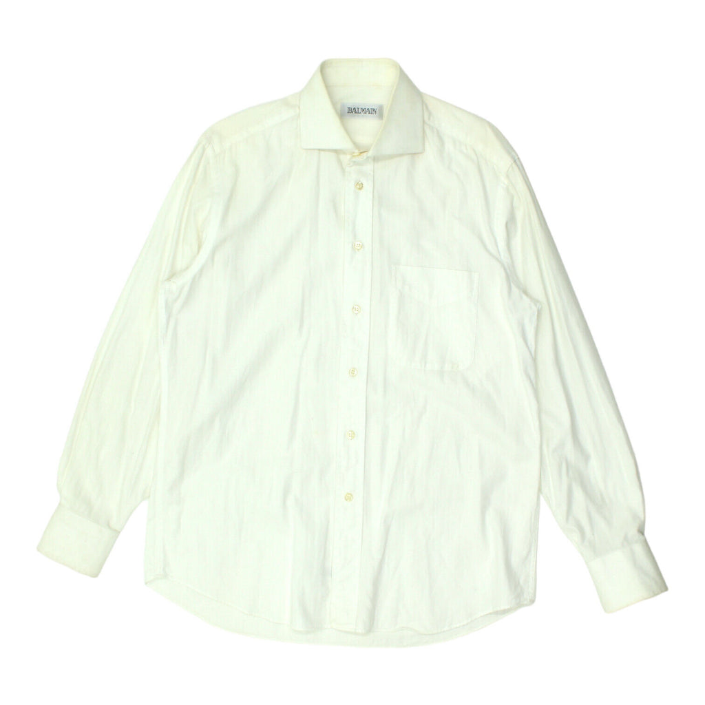 Pierre Balmain Mens White Formal Dress Shirt | Vintage High End Designer VTG | Vintage Messina Hembry | Thrift | Second-Hand Messina Hembry | Used Clothing | Messina Hembry 