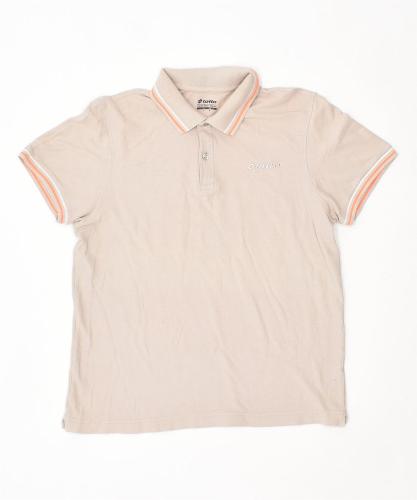 LOTTO Mens Polo Shirt Large Beige | Vintage | Thrift | Second-Hand | Used Clothing | Messina Hembry 