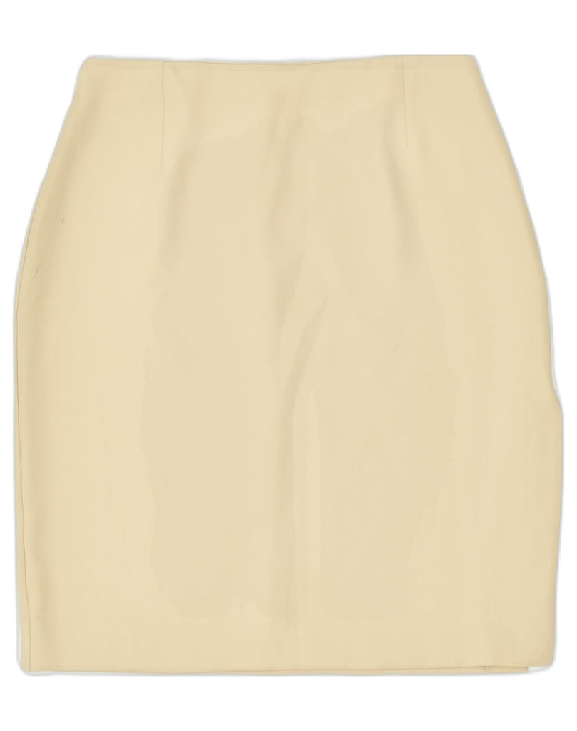 BENETTON Womens Mini Skirt IT 46 Large W30 Beige Polyester | Vintage | Thrift | Second-Hand | Used Clothing | Messina Hembry 