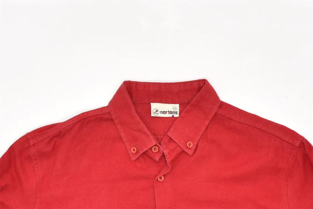 NORTONS Mens Shirt Medium Red Cotton | Vintage | Thrift | Second-Hand | Used Clothing | Messina Hembry 