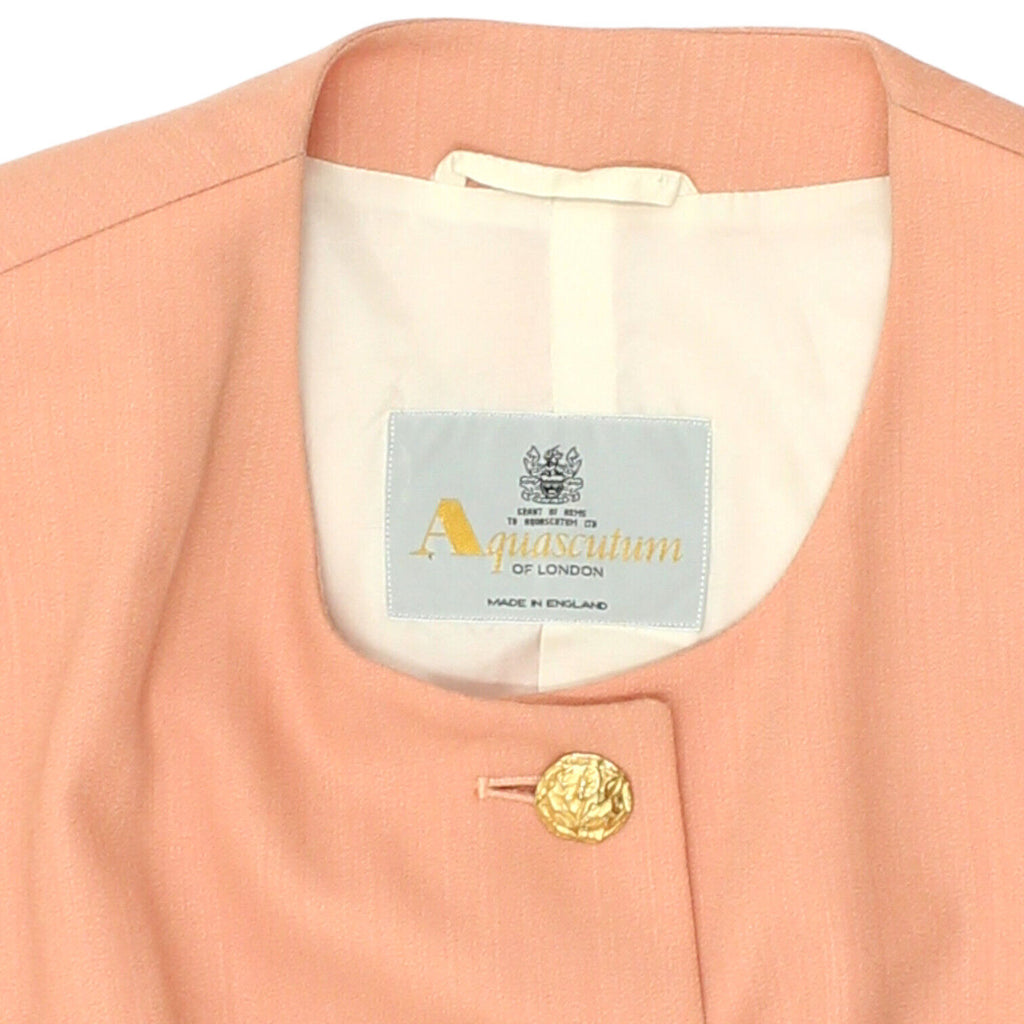 Aquascutum Womens Pink Collarless Button Up Jacket | Vintage High End Designer | Vintage Messina Hembry | Thrift | Second-Hand Messina Hembry | Used Clothing | Messina Hembry 