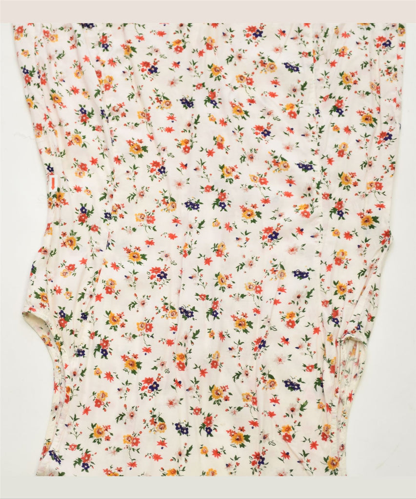 STEFANEL Womens Sleeveless Shirt Blouse UK 12 Medium White Floral Viscose | Vintage | Thrift | Second-Hand | Used Clothing | Messina Hembry 