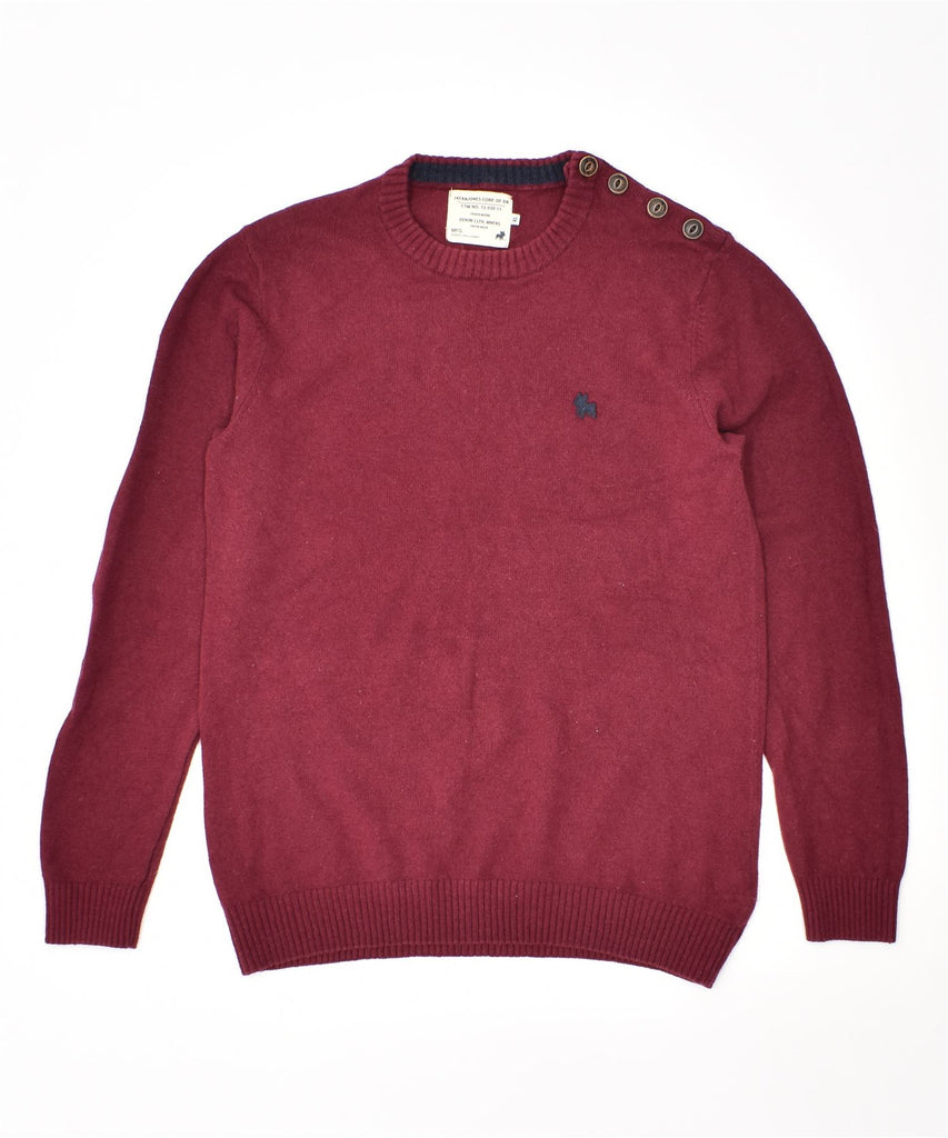 JACK & JONES Mens Slim Fit Crew Neck Jumper Sweater XL Burgundy Cotton | Vintage | Thrift | Second-Hand | Used Clothing | Messina Hembry 