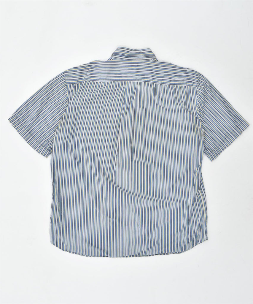 NAVIGARE Mens Short Sleeve Shirt XL Blue Striped Cotton | Vintage | Thrift | Second-Hand | Used Clothing | Messina Hembry 