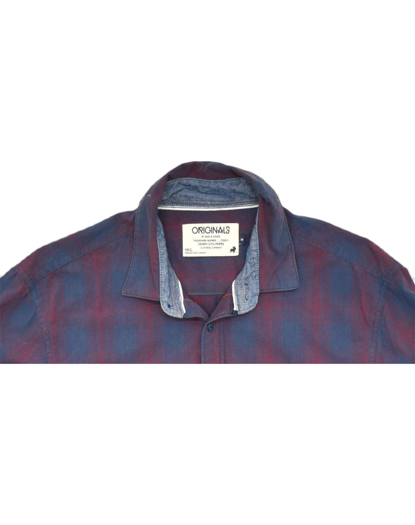 JACK & JONES Mens Shirt Small Blue Check Cotton | Vintage | Thrift | Second-Hand | Used Clothing | Messina Hembry 