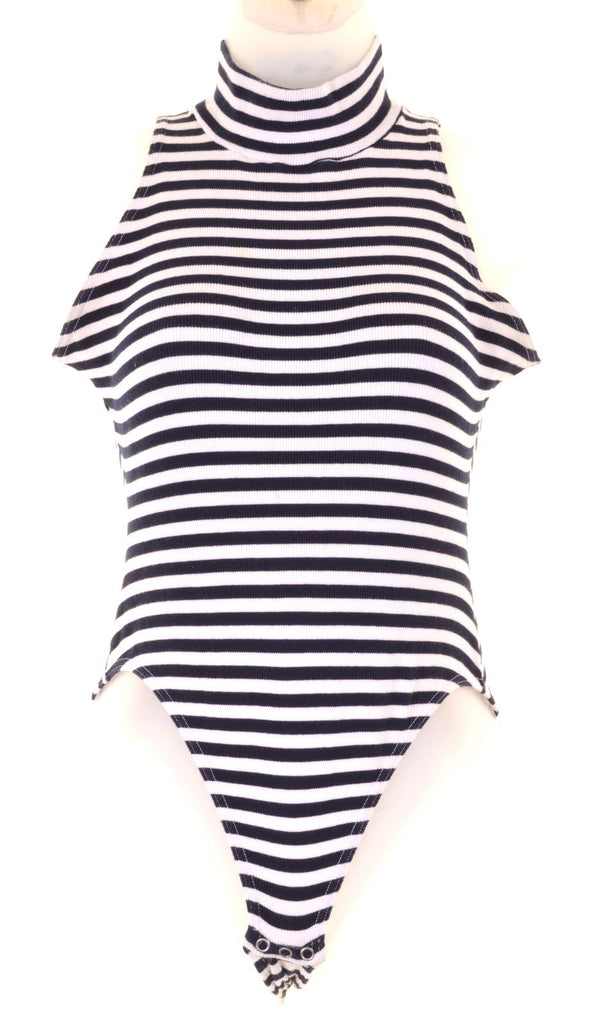 PALMERS Womens Bodysuit US 2 XS Navy Blue Striped Vintage | Vintage | Thrift | Second-Hand | Used Clothing | Messina Hembry 