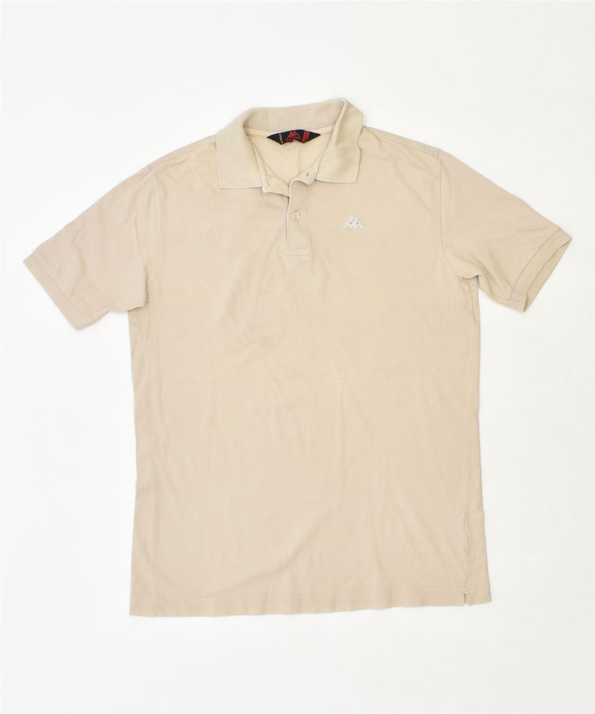 KAPPA Mens Slim Fit Polo Shirt XL Beige Cotton | Vintage | Thrift | Second-Hand | Used Clothing | Messina Hembry 