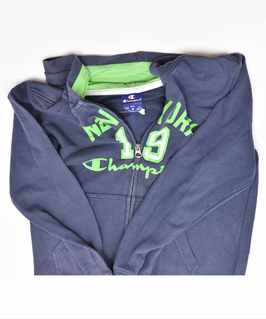 CHAMPION Boys Graphic Zip Hoodie Sweater 9-10 Years Medium Navy Blue | Vintage | Thrift | Second-Hand | Used Clothing | Messina Hembry 