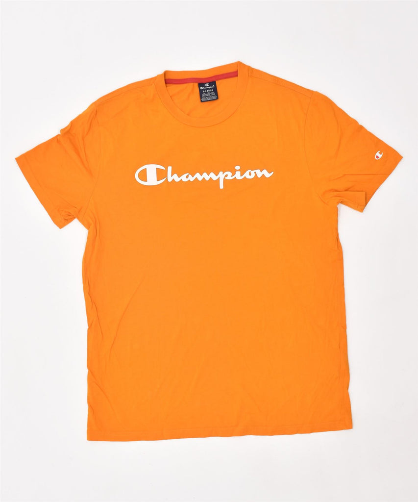 CHAMPION Womens Graphic T-Shirt Top UK 18 XL Orange Cotton | Vintage | Thrift | Second-Hand | Used Clothing | Messina Hembry 