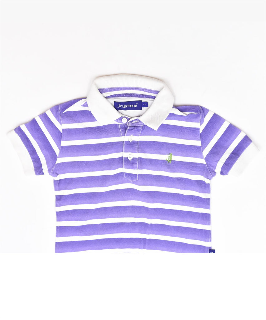 JECKERSON Boys Polo Shirt 3-4 Years Purple Striped Cotton | Vintage | Thrift | Second-Hand | Used Clothing | Messina Hembry 