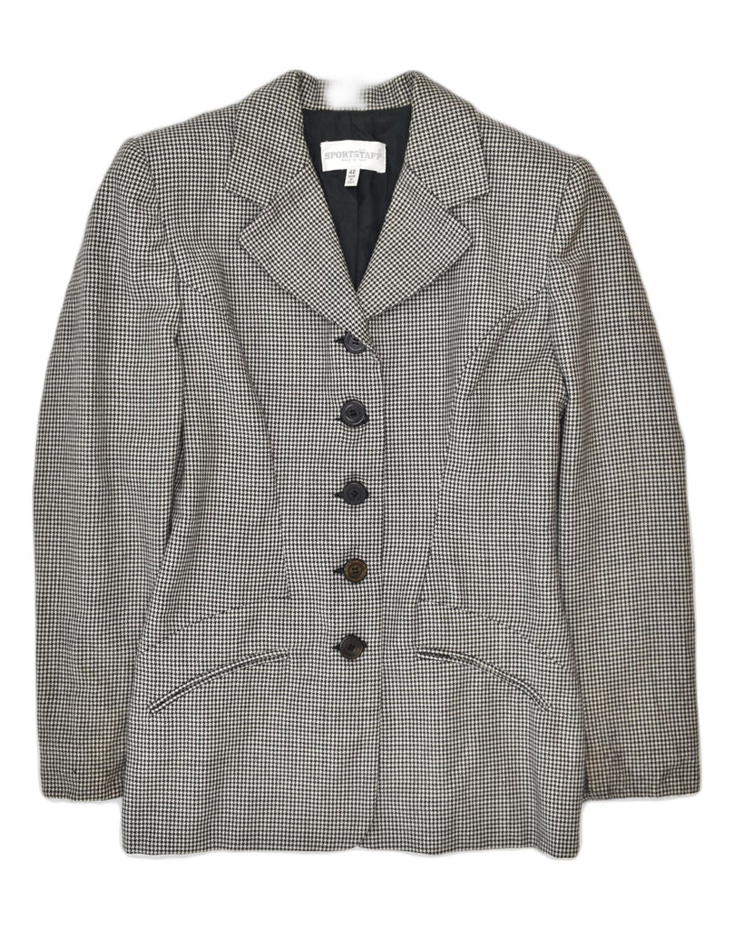 SPORTSTAFF Womens 5 Button Blazer Jacket IT 42 Medium Black Houndstooth | Vintage | Thrift | Second-Hand | Used Clothing | Messina Hembry 