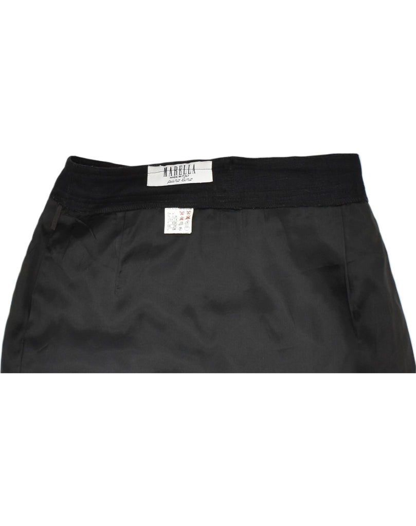 MARELLA Womens High Waist Straight Skirt UK 12 Medium W26 Black Linen | Vintage | Thrift | Second-Hand | Used Clothing | Messina Hembry 