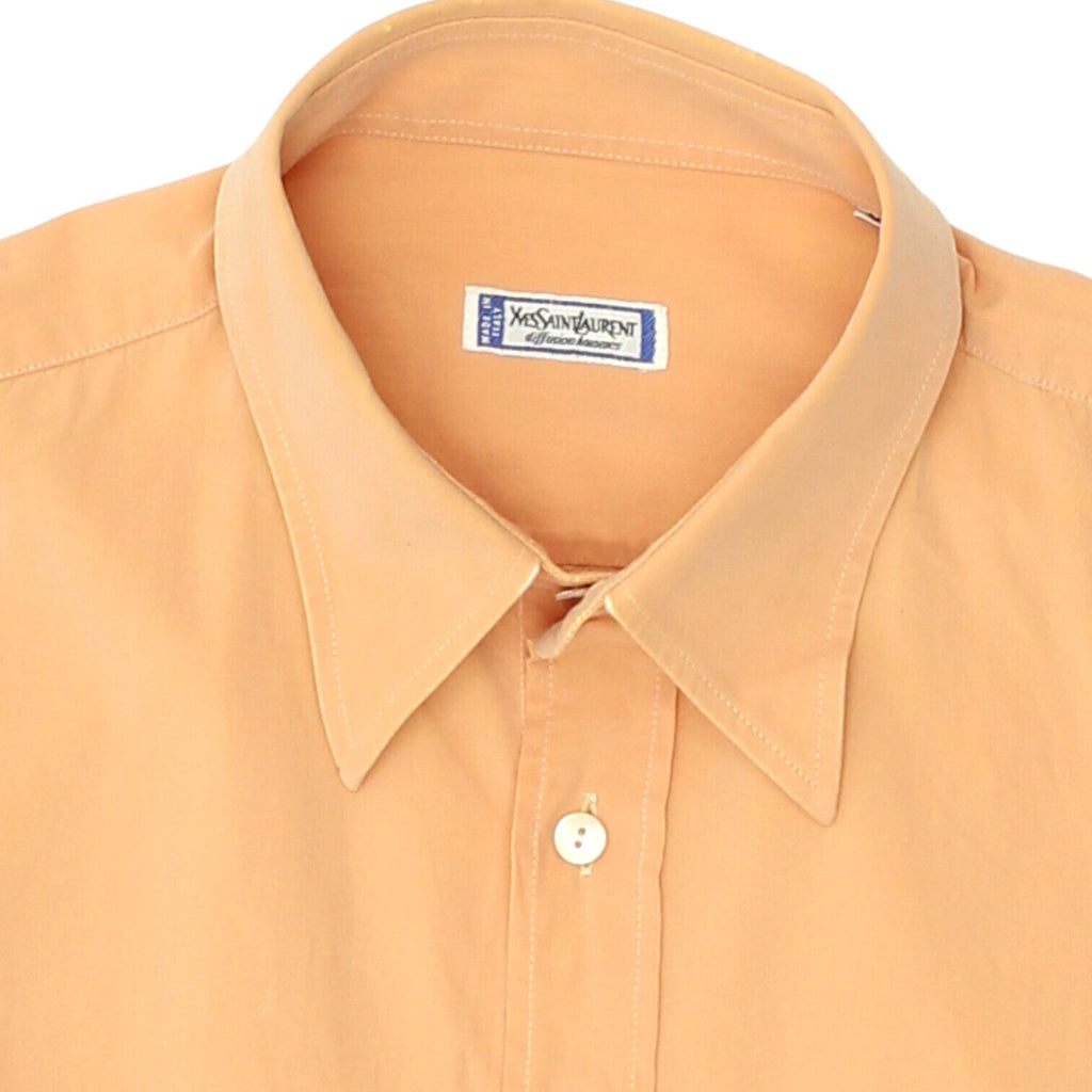 Yves Saint Laurent Orange Peach Shirt | Vintage High End Luxury Designer Formal | Vintage Messina Hembry | Thrift | Second-Hand Messina Hembry | Used Clothing | Messina Hembry 