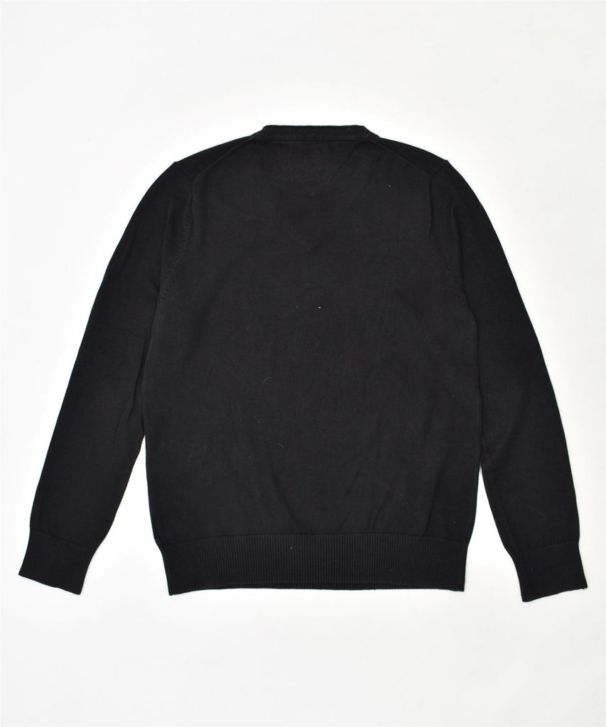 TOMMY HILFIGER Mens V-Neck Jumper Sweater Large Black Cotton | Vintage | Thrift | Second-Hand | Used Clothing | Messina Hembry 