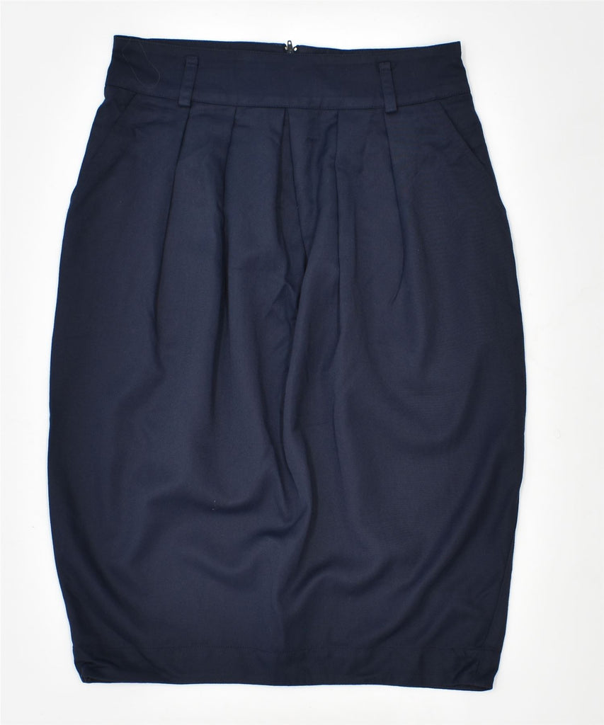 BYBLOS Womens High Waist Tulip Skirt IT 42 Medium W29 Navy Blue Viscose | Vintage | Thrift | Second-Hand | Used Clothing | Messina Hembry 