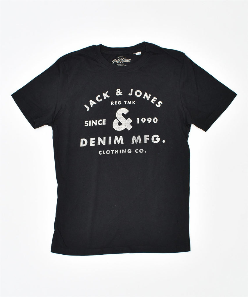 JACK & JONES Mens Graphic T-Shirt Top Small Black Cotton | Vintage | Thrift | Second-Hand | Used Clothing | Messina Hembry 