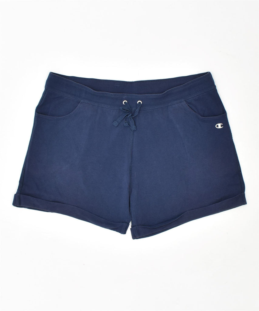 CHAMPION Womens Sport Shorts UK 20 2XL Navy Blue Cotton | Vintage | Thrift | Second-Hand | Used Clothing | Messina Hembry 