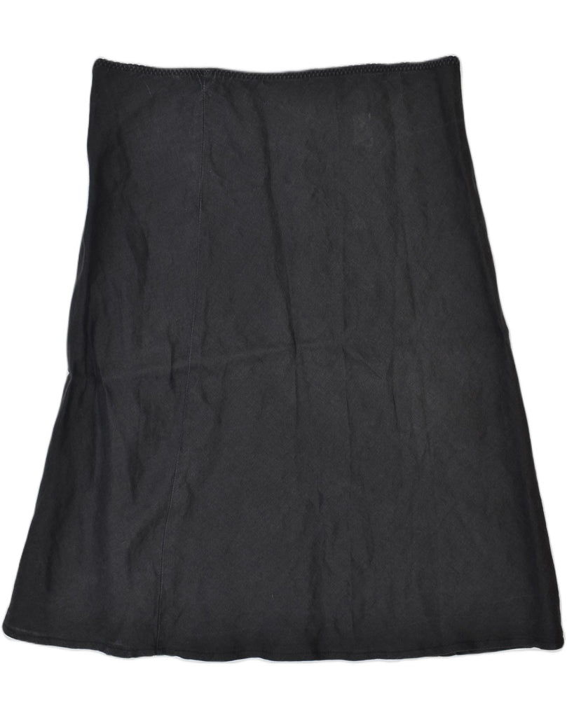 BENETTON Womens A-Line Skirt IT 40 Small W32 Black Linen | Vintage | Thrift | Second-Hand | Used Clothing | Messina Hembry 