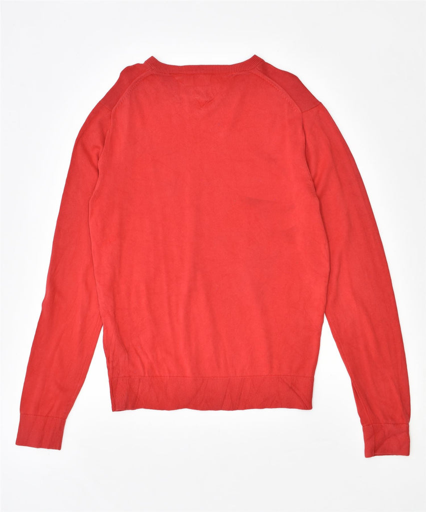 TOMMY HILFIGER Mens V-Neck Jumper Sweater Medium Red Cotton | Vintage | Thrift | Second-Hand | Used Clothing | Messina Hembry 