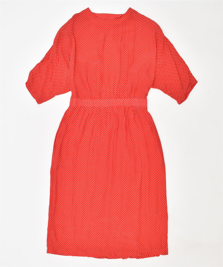 VINTAGE Womens Basic Dress EU 38 Small Red Polka Dot Viscose | Vintage | Thrift | Second-Hand | Used Clothing | Messina Hembry 