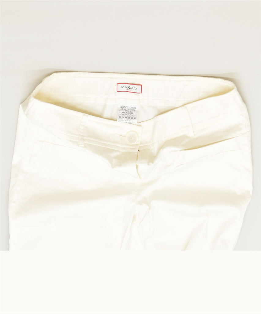 MAX & CO. Womens Slim Capri Trousers UK 8 Small W30 L26 White Cotton | Vintage | Thrift | Second-Hand | Used Clothing | Messina Hembry 