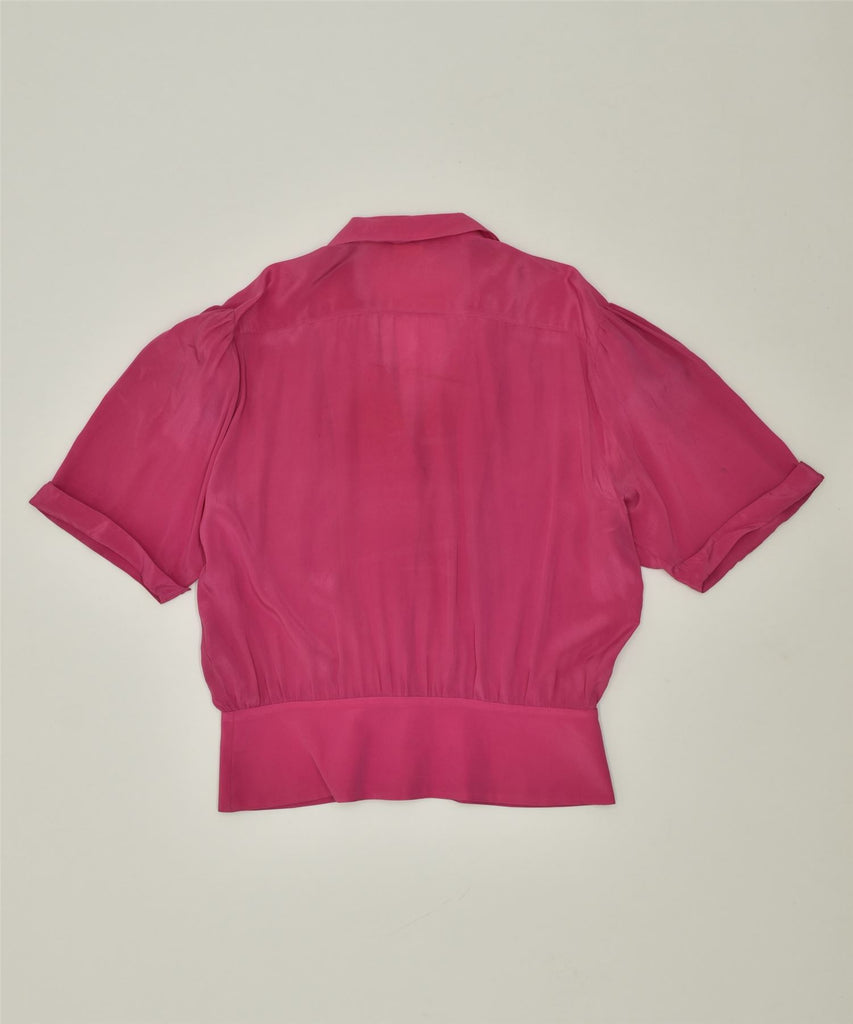 CHERENDROL Womens Short Sleeve Shirt Blouse IT 46 Large Pink Acetate | Vintage | Thrift | Second-Hand | Used Clothing | Messina Hembry 