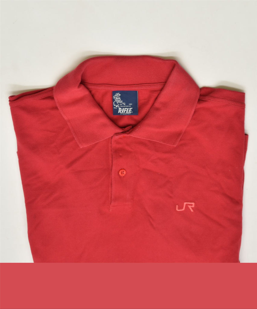 RIFLE Mens Polo Shirt Medium Red | Vintage | Thrift | Second-Hand | Used Clothing | Messina Hembry 