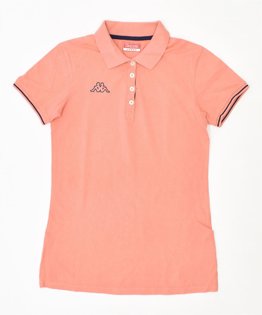 KAPPA Womens Slim Fit Polo Shirt UK 14 Large Orange Cotton | Vintage | Thrift | Second-Hand | Used Clothing | Messina Hembry 