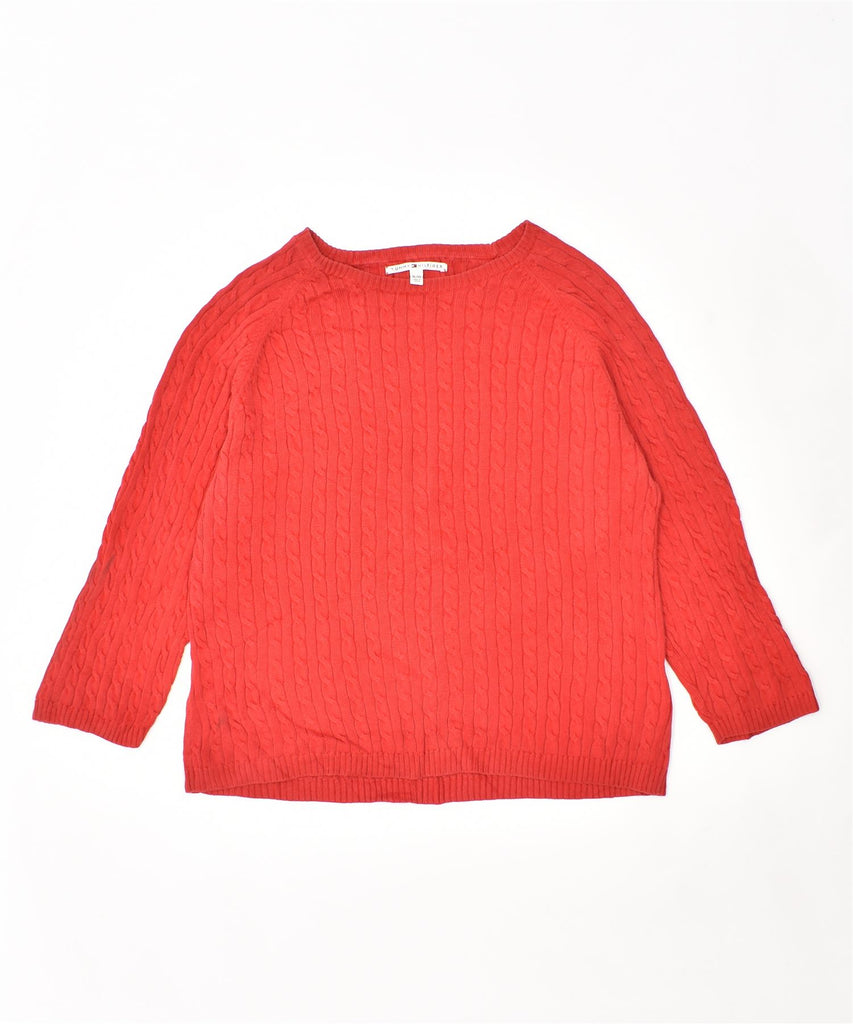 TOMMY HILFIGER Womens Crew Neck Jumper Sweater UK 18 XL Red Cotton | Vintage | Thrift | Second-Hand | Used Clothing | Messina Hembry 