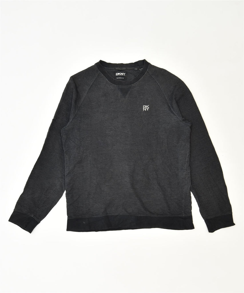 DKNY Mens Sweatshirt Jumper Medium Black Cotton Classic | Vintage | Thrift | Second-Hand | Used Clothing | Messina Hembry 