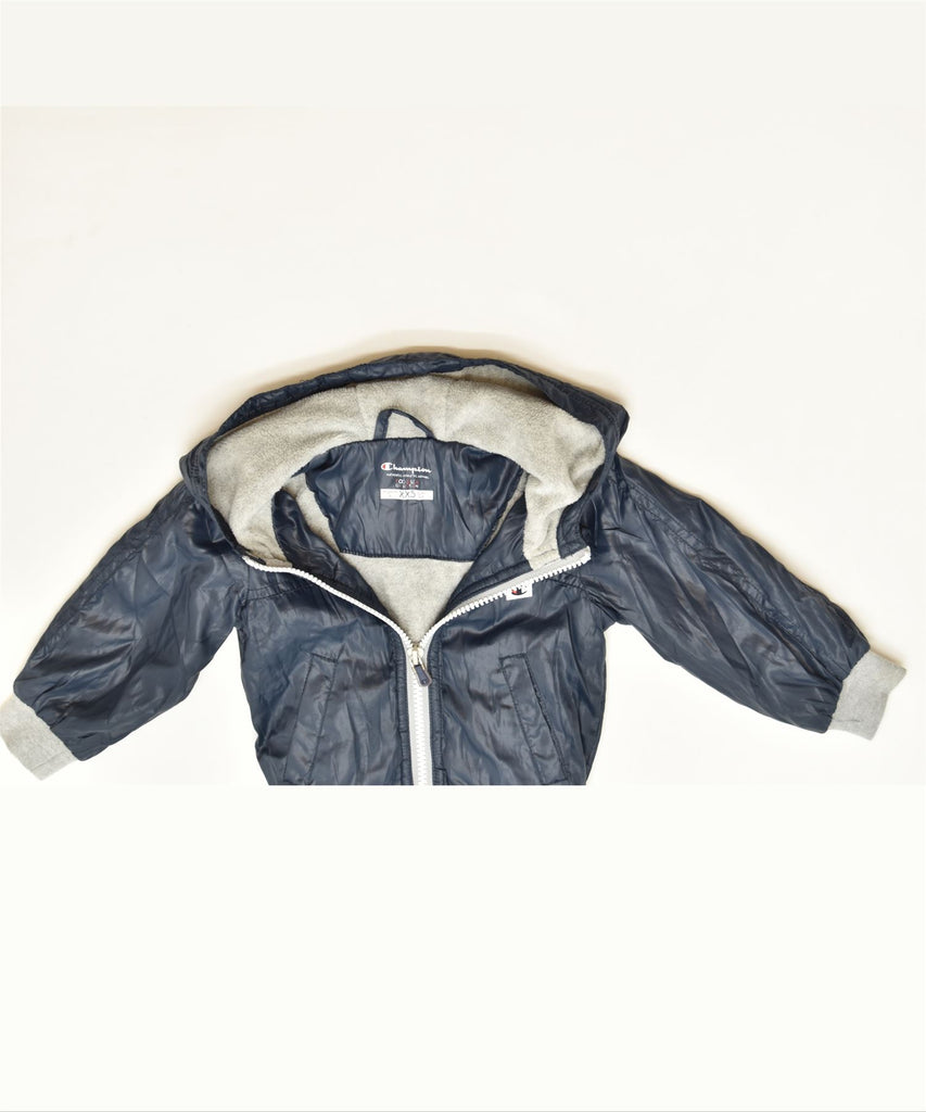 CHAMPION Boys Hooded Bomber Jacket 3-6 Months 2XS Navy Blue Classic | Vintage | Thrift | Second-Hand | Used Clothing | Messina Hembry 