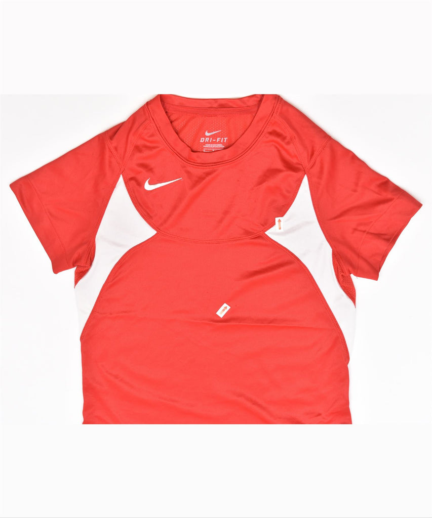 NIKE Girls Dri-Fit T-Shirt Top 7-8 Years Small Red Polyester | Vintage | Thrift | Second-Hand | Used Clothing | Messina Hembry 