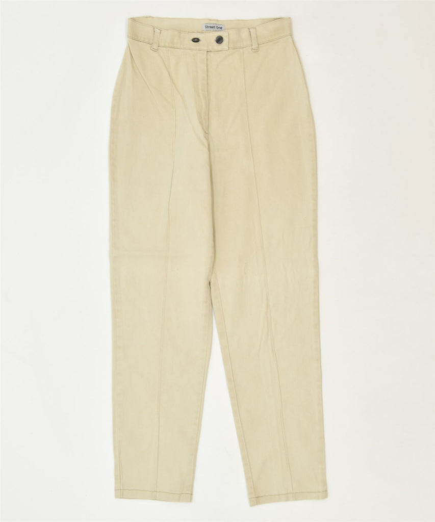 STREET ONE Womens Tapered Casual Trousers W28 L28 Beige Cotton Classic | Vintage | Thrift | Second-Hand | Used Clothing | Messina Hembry 