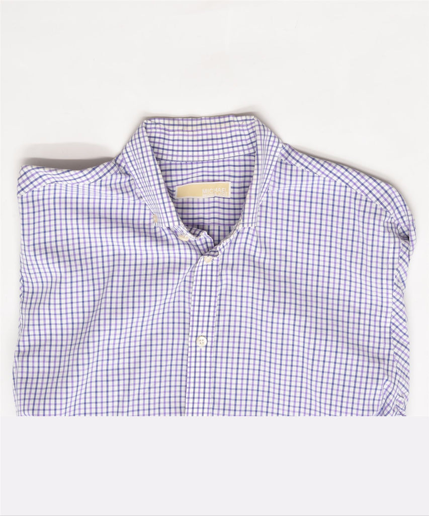 MICHAEL KORS Mens Shirt Large Purple Check | Vintage | Thrift | Second-Hand | Used Clothing | Messina Hembry 