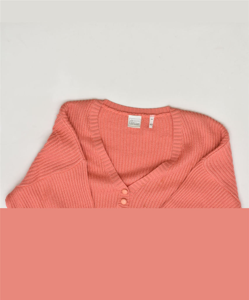 CLARINA Womens Oversized V-Neck Jumper Sweater EU 40 Medium Pink Cotton | Vintage | Thrift | Second-Hand | Used Clothing | Messina Hembry 