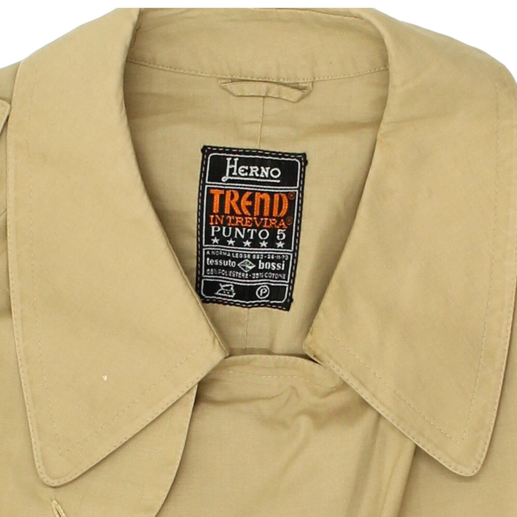 Herno Mens Beige Double Breasted Trench Coat | Vintage High End Designer VTG | Vintage Messina Hembry | Thrift | Second-Hand Messina Hembry | Used Clothing | Messina Hembry 