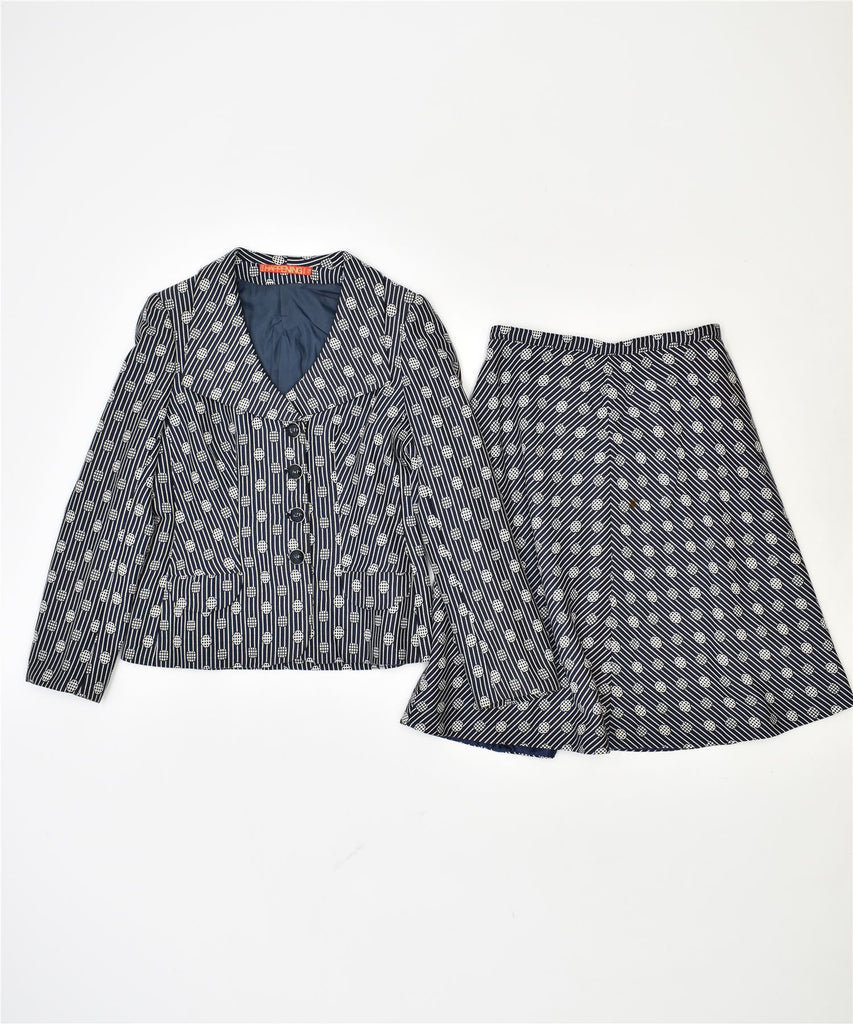 HAPPENING Womens 4 Button 2 Piece Skirt Set IT 46 Large W25 Navy Blue | Vintage | Thrift | Second-Hand | Used Clothing | Messina Hembry 